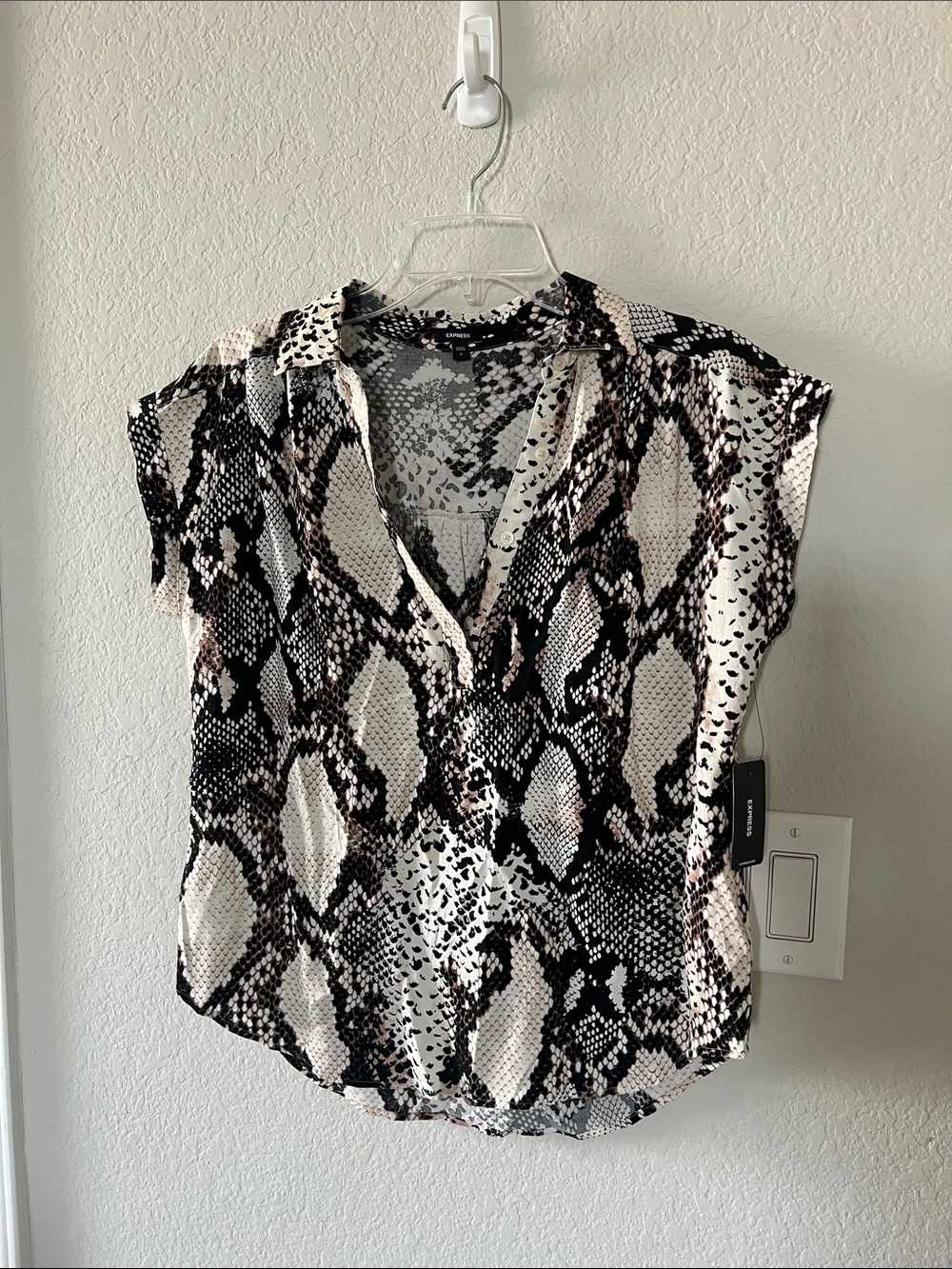 Express Snake Print Cap Sleeve Blouse - NWT